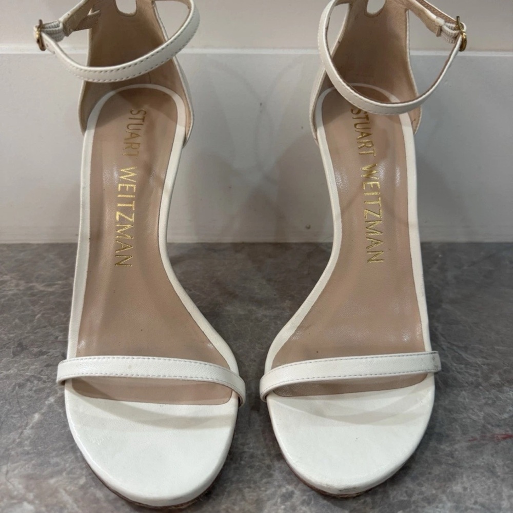 Stuart Weitzman Cream Ankle Strap Heels